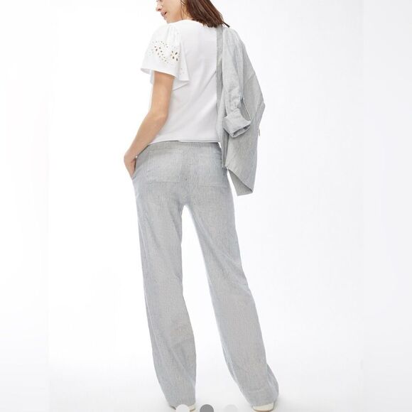 Chicos Linen-Blend Stretch Amelia Stripe Pants Size 3 - Picture 2 of 16